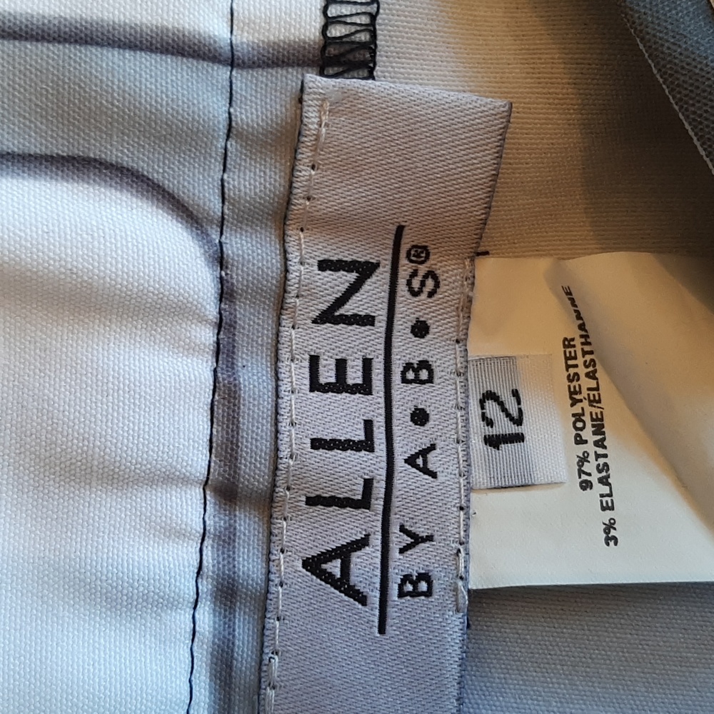 Vintage ABS Allen Schwartz Geometric Skirt Sz 12 Blk/Gray/White - Picture 5 of 6
